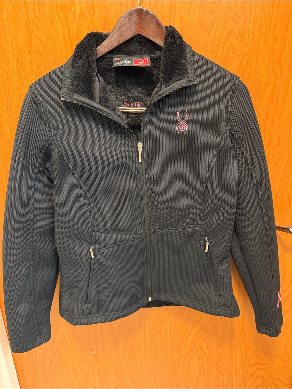 🕷️🕷️BOGOHO🕷️🕷️🕷️Spyder Black Jacket with Pink Logo-small
